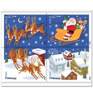 Forever Stamps 2021 Santa and Sleigh – Holiday Celebration, First-Class Postage