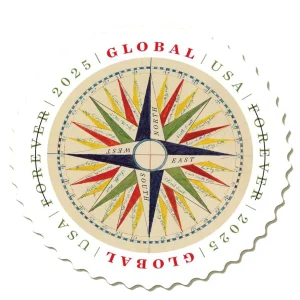 Global Forever Stamps 2025 Compass Rose – International Mailing, First-Class Postage